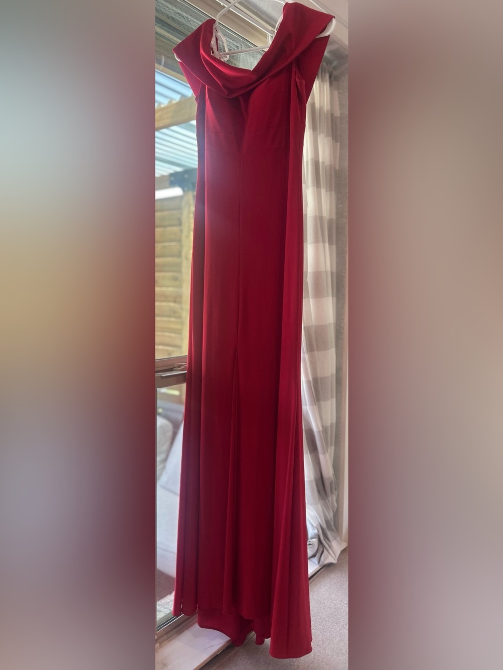 BHLDN vibrant red off the shoulder dress